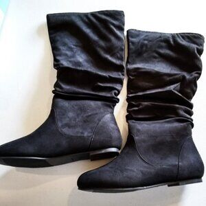 NIB! Rebecca Black Micro Suede Slouchy Boots Sz 9 ~ Flat Heels ~ New Never Worn